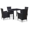 vidaXL Ensemble &agrave; manger d'ext&eacute;rieur 5 pcs R&eacute;sine tress&eacute;e Noir