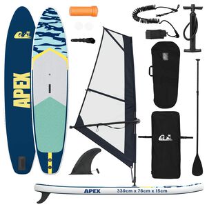 vidaXL Planche SUP Gonflable avec Voile APEX 330 x 76 x 15 cm Bleu