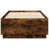 vidaXL Cadre de lit avec LED sans matelas ch&ecirc;ne fum&eacute; 90x190 cm