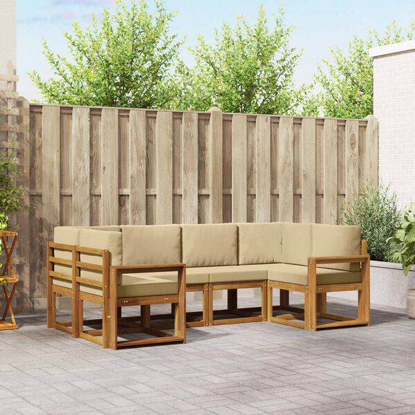 vidaXL Ensemble de canap&eacute;s d'ext&eacute;rieur 6 pcs Naturel et Beige