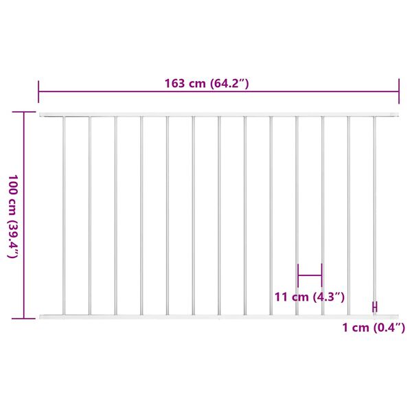 vidaXL Panneau de cl&ocirc;ture en acier thermolaqu&eacute; 1,7 x 1 m Blanc