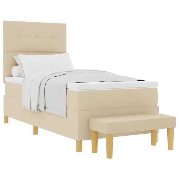 vidaXL Lit &agrave; ressorts avec matelas Cr&egrave;me 100 x 200 cm tissu