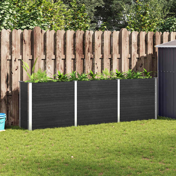 vidaXL Lit sur&eacute;lev&eacute; de jardin Gris 300x50x91 cm WPC