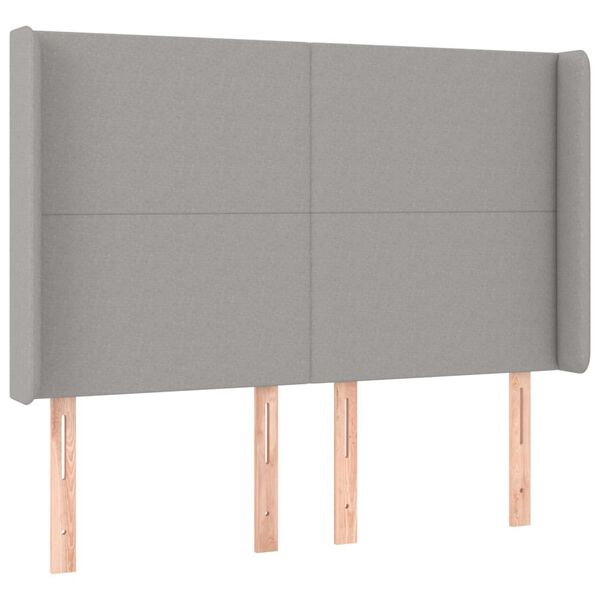 vidaXL T&ecirc;te de lit avec oreilles Gris clair 147x16x118/128 cm Tissu