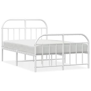vidaXL Cadre de lit m&eacute;tal sans matelas et pied de lit blanc 120x190 cm