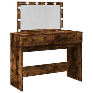 vidaXL Coiffeuse avec LED ch&ecirc;ne fum&eacute; 100x40x120 cm