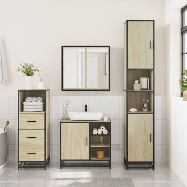 vidaXL Ensemble de meubles de salle de bain 3 pcs ch&ecirc;ne sonoma
