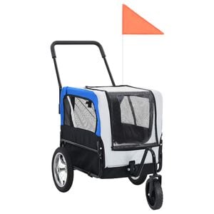 vidaXL Remorque de v&eacute;lo pour chiens et poussette 2-en-1 gris et bleu
