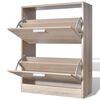vidaXL Meuble à chaussures en bois avec 2 compartiments Aspect chêne