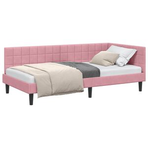 vidaXL Cadre de lit d'angle Rose 90 cm x 200 cm Velours