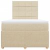 vidaXL Sommier &agrave; lattes de lit avec matelas cr&egrave;me 120x190 cm tissu