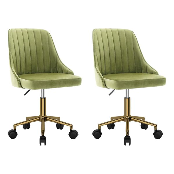 vidaXL Chaises pivotantes &agrave; manger lot de 2 vert clair velours