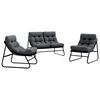 vidaXL Mobilier de jardin 3 pc Noir Acier enduit de poudre