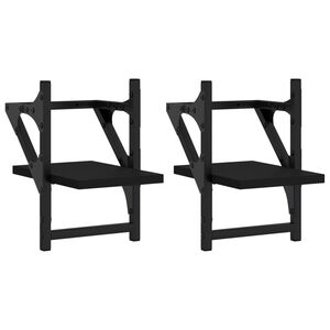 vidaXL &Eacute;tag&egrave;res murales avec barres 2 pcs noir 20x25x30 cm