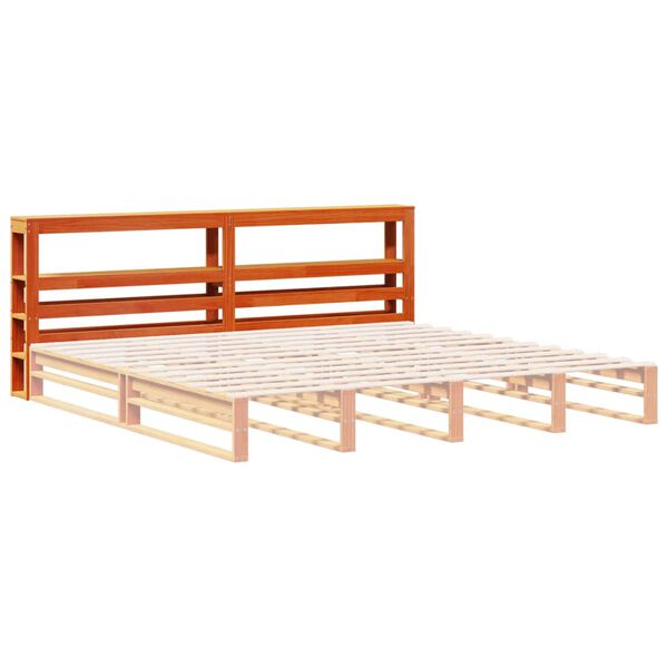 vidaXL T&ecirc;te de lit avec &eacute;tag&egrave;res marron cire 200 cm bois massif de pin