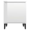 vidaXL Table de chevet avec pieds en m&eacute;tal blanc brillant 40x30x50 cm