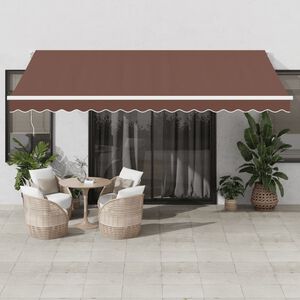 vidaXL Auvent manuel r&eacute;tractable avec LED marron 450x350 cm