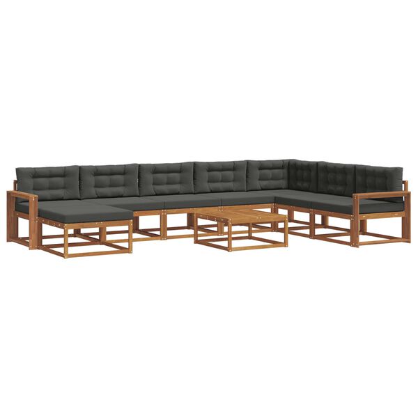 vidaXL Ensemble de canap&eacute;s d'ext&eacute;rieur 9 pcs Naturel et Anthracite