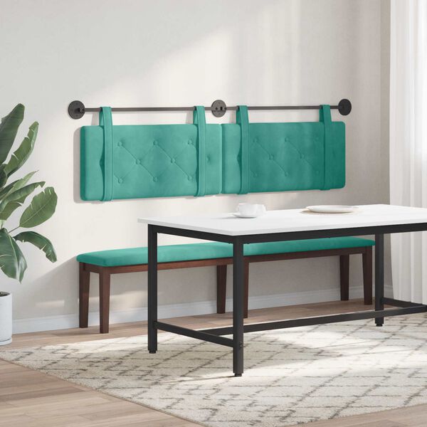 vidaXL T&ecirc;te de lit suspendue Turquoise 190 x 55 x 5 cm Velours