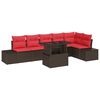 vidaXL Ensemble de canap&eacute; de jardin 7 pc Marron polyrotin