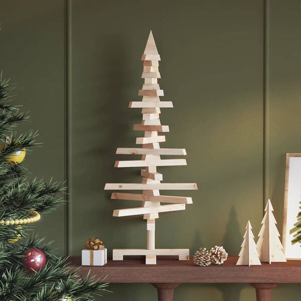 vidaXL Arbre de Noël en bois pour décoration 90 cm bois massif de pin