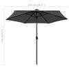vidaXL Parasol de jardin et lumières LED mât en aluminium anthracite