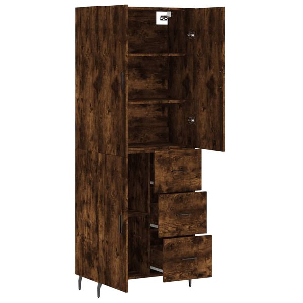 vidaXL Buffet haut Ch&ecirc;ne fum&eacute; 69,5x34x180 cm Bois d'ing&eacute;nierie