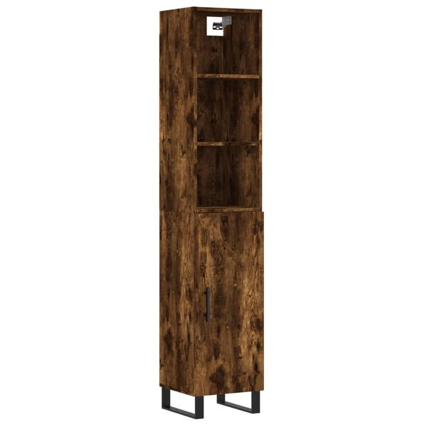vidaXL Buffet haut Ch&ecirc;ne fum&eacute; 34,5x34x180 cm Bois d'ing&eacute;nierie