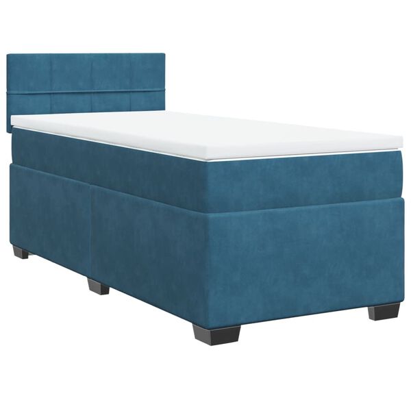 vidaXL Sommier &agrave; lattes de lit avec matelas bleu 90x190 cm velours