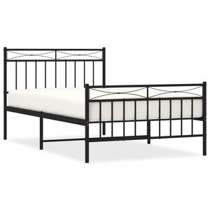 vidaXL Cadre de lit m&eacute;tal sans matelas avec pied de lit noir 107x203cm