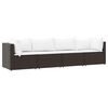 vidaXL Salon de jardin 4 pcs avec coussins Marron R&eacute;sine tress&eacute;e