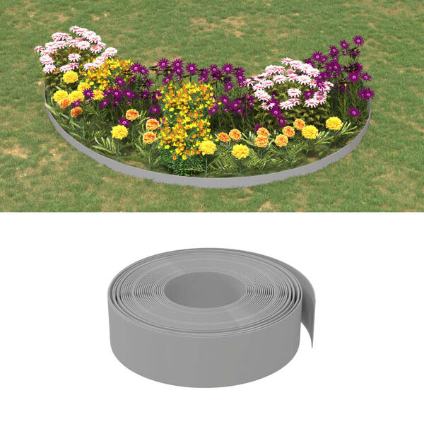 vidaXL Bordures de jardin 2 pcs gris 10 m 15 cm poly&eacute;thyl&egrave;ne