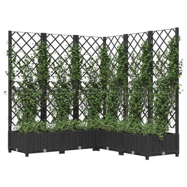 vidaXL Jardinière avec treillis noir 120x120x121,5 cm PP