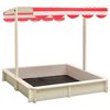 vidaXL Bac &agrave; sable et toit r&eacute;glable Bois de sapin Blanc et rouge UV50