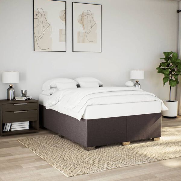 vidaXL Sommier &agrave; lattes de lit avec matelas Marron fonc&eacute; 140x200 cm