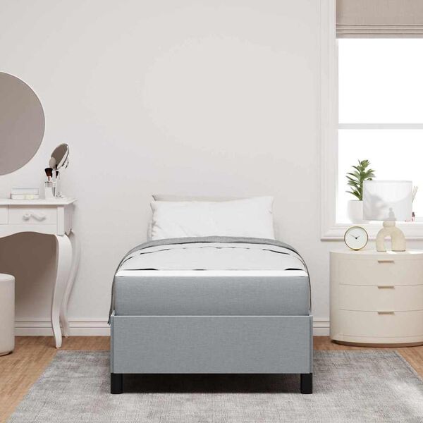 vidaXL Lit &agrave; ressorts avec matelas Gris clair 90 x 190 cm tissu