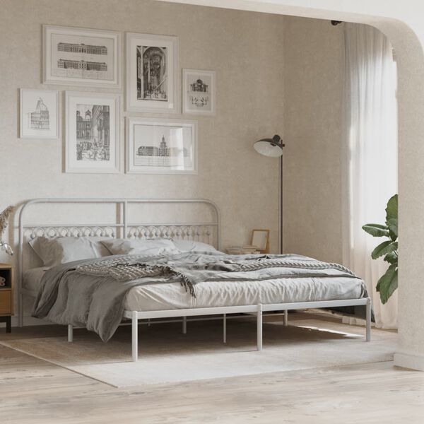 vidaXL T&ecirc;te de lit de remplacement m&eacute;tal blanc 180 cm