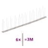vidaXL Ensemble de 6 pointes &agrave; 2 rang&eacute;es contre oiseaux Inox 3 m