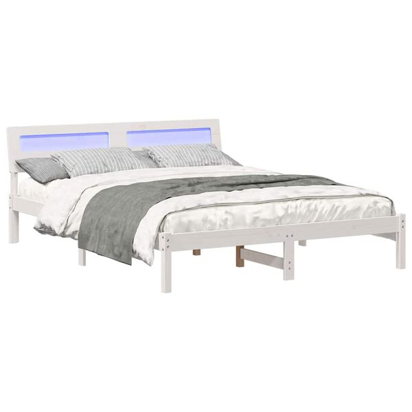 vidaXL Cadre de lit avec t&ecirc;te de lit Blanc 140 x 200 cm Pin massif