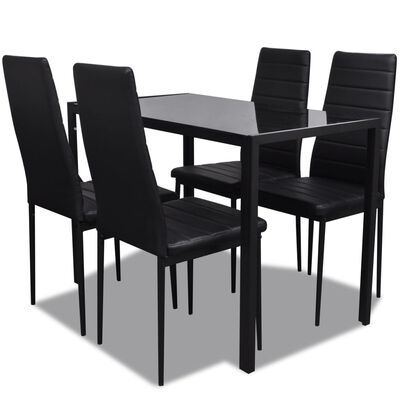 vidaXL Ensemble de table pour salle à manger cinq pièces noir