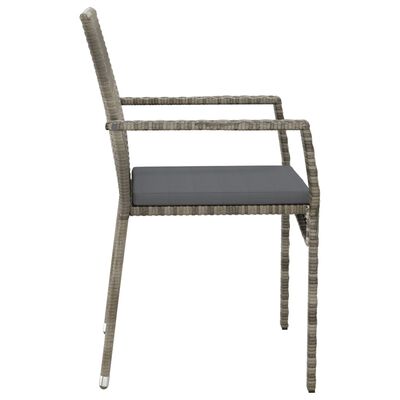 vidaXL Chaises de jardin avec coussins lot de 4 Résine tressée Gris