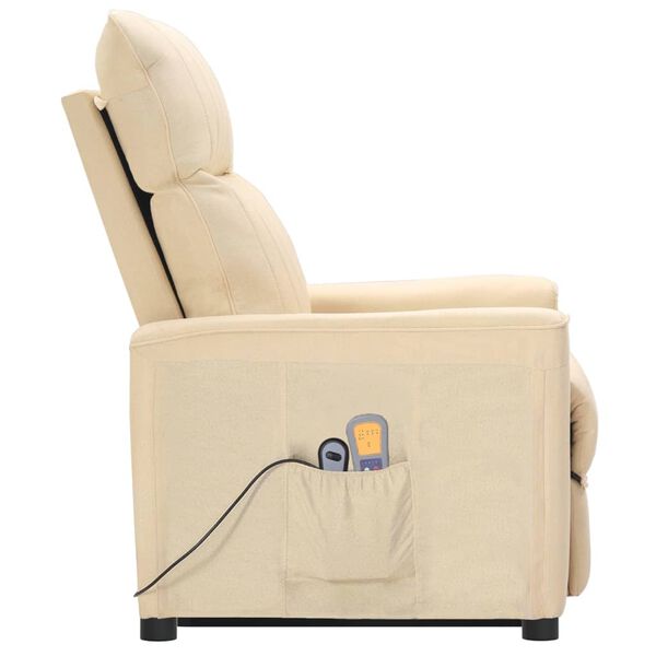 vidaXL Fauteuil de massage Cr&egrave;me Tissu