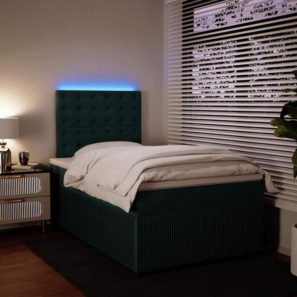 vidaXL Sommier &agrave; lattes de lit avec matelas vert fonc&eacute; 120x190 cm