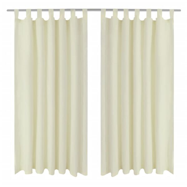 2 pcs Rideau &agrave; Passant Micro Satin Cr&egrave;me 140 x 245 cm