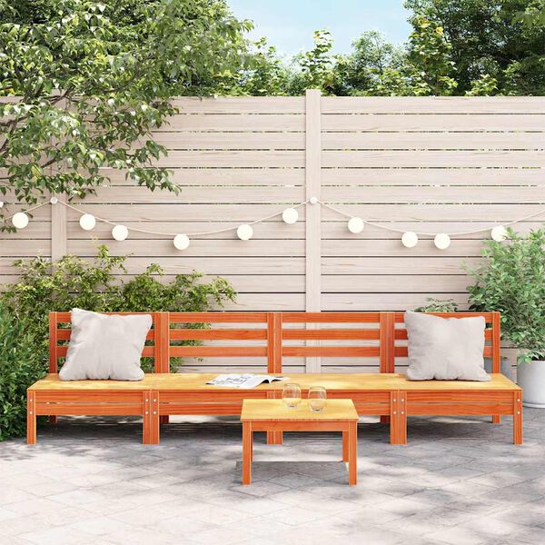 vidaXL Canap&eacute;s de jardin sans accoudoirs 4 pcs cire marron bois massif
