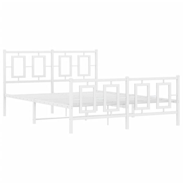 vidaXL Cadre de lit m&eacute;tal sans matelas et pied de lit blanc 140x190 cm