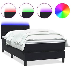 vidaXL Sommier &agrave; lattes de lit avec matelas et LED noir 80x220 cm velours