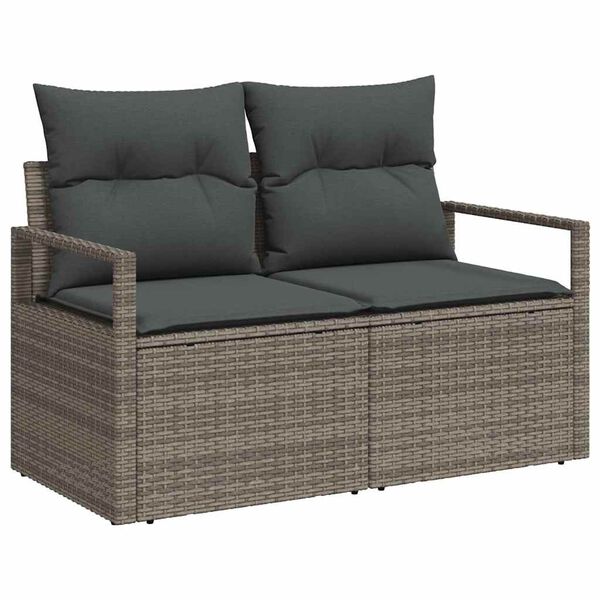 vidaXL Ensemble de canapé de jardin avec coussin 8 pcs Gris Poly rotin