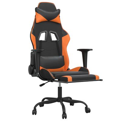 vidaXL Chaise de jeu avec repose-pied Noir et orange Similicuir