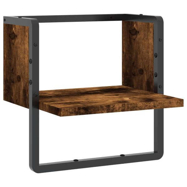 vidaXL &Eacute;tag&egrave;re murale avec barre ch&ecirc;ne fum&eacute; 30x25x30 cm